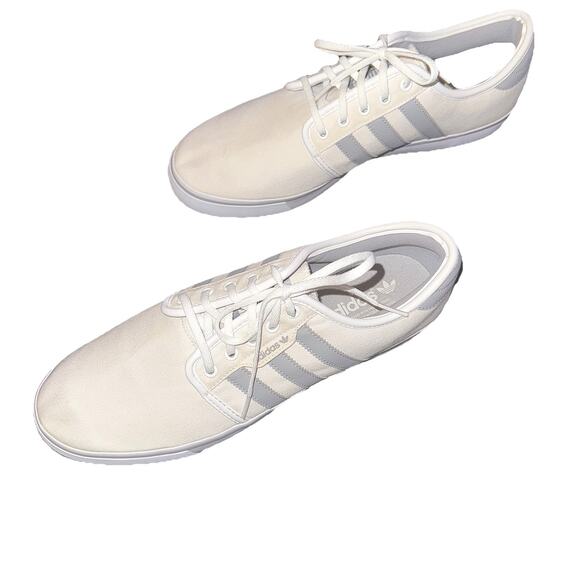 Adidas EVH-791004 2013 Off White Canvas Court 3 Stripe Shoes Men's 12 Low Top - Picture 5 of 10